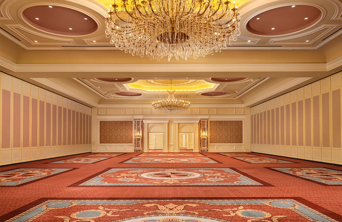 Grand Ballroom conference space with chairs and tables on the first floor of The Grand America