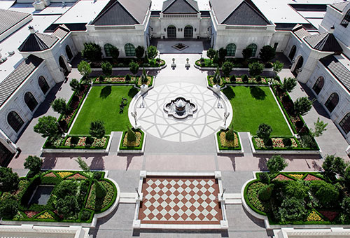 Aerial view of The Grand America Hotel Center Courtyard