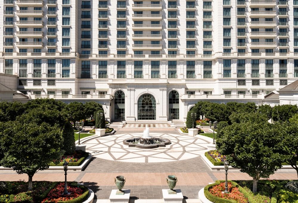 The center courtyard fountain at The Grand America Hotel in Salt Lake