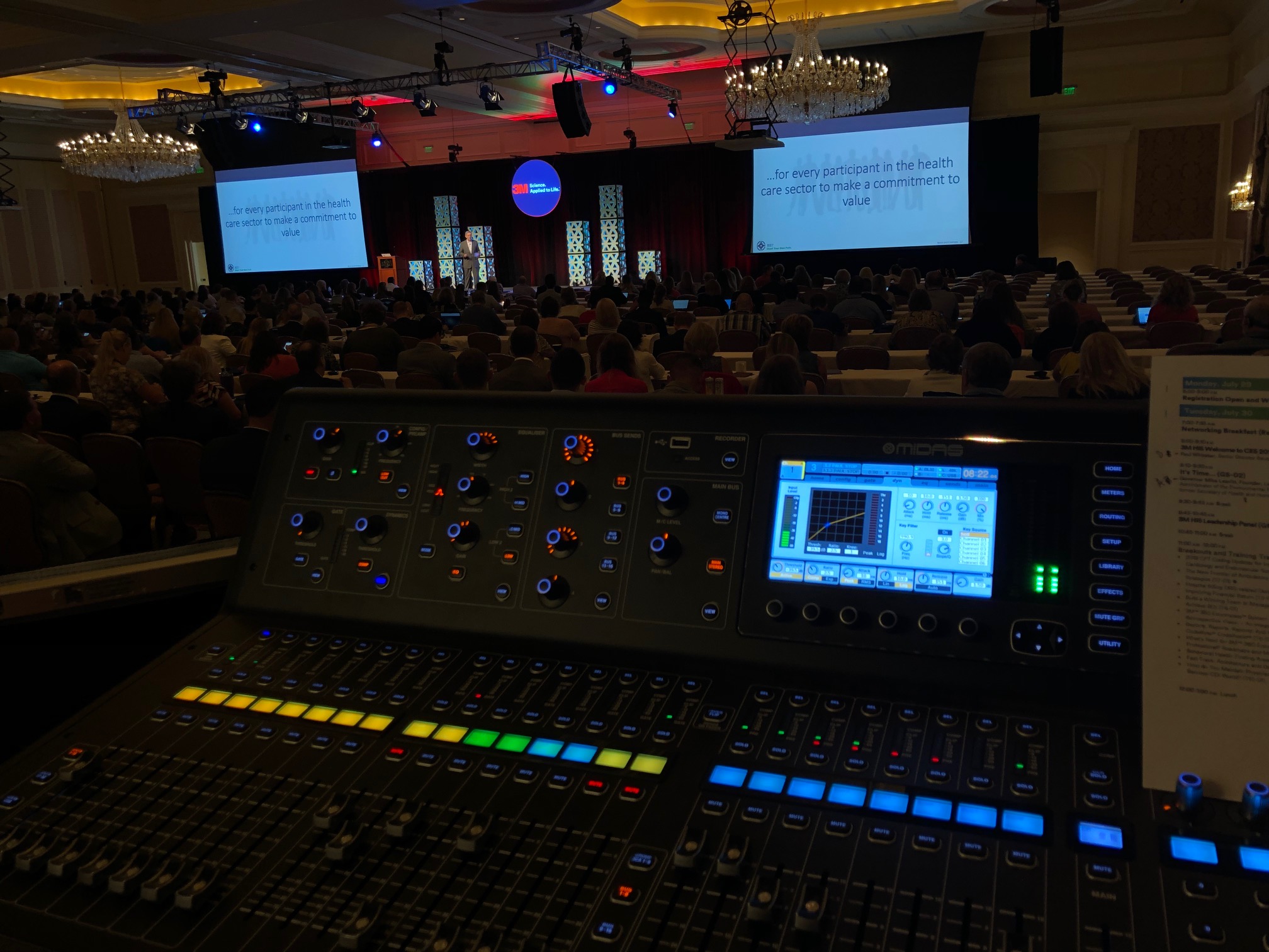 The Grand America Hotel AV setup in the ballroom