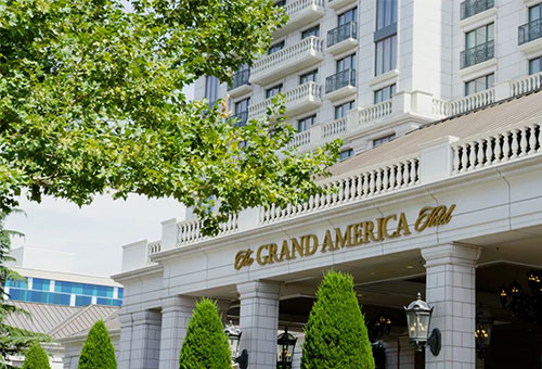 The Front Entrance of The Grand America Hotel