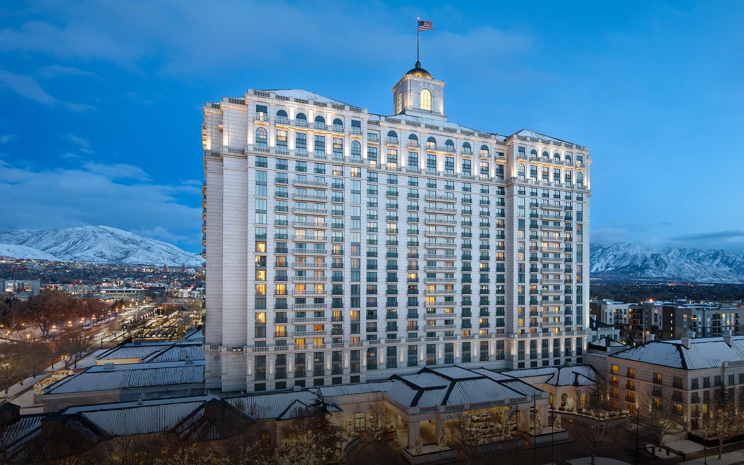 Winter view of The Grand America Hotel in Salt Lake City, Utah