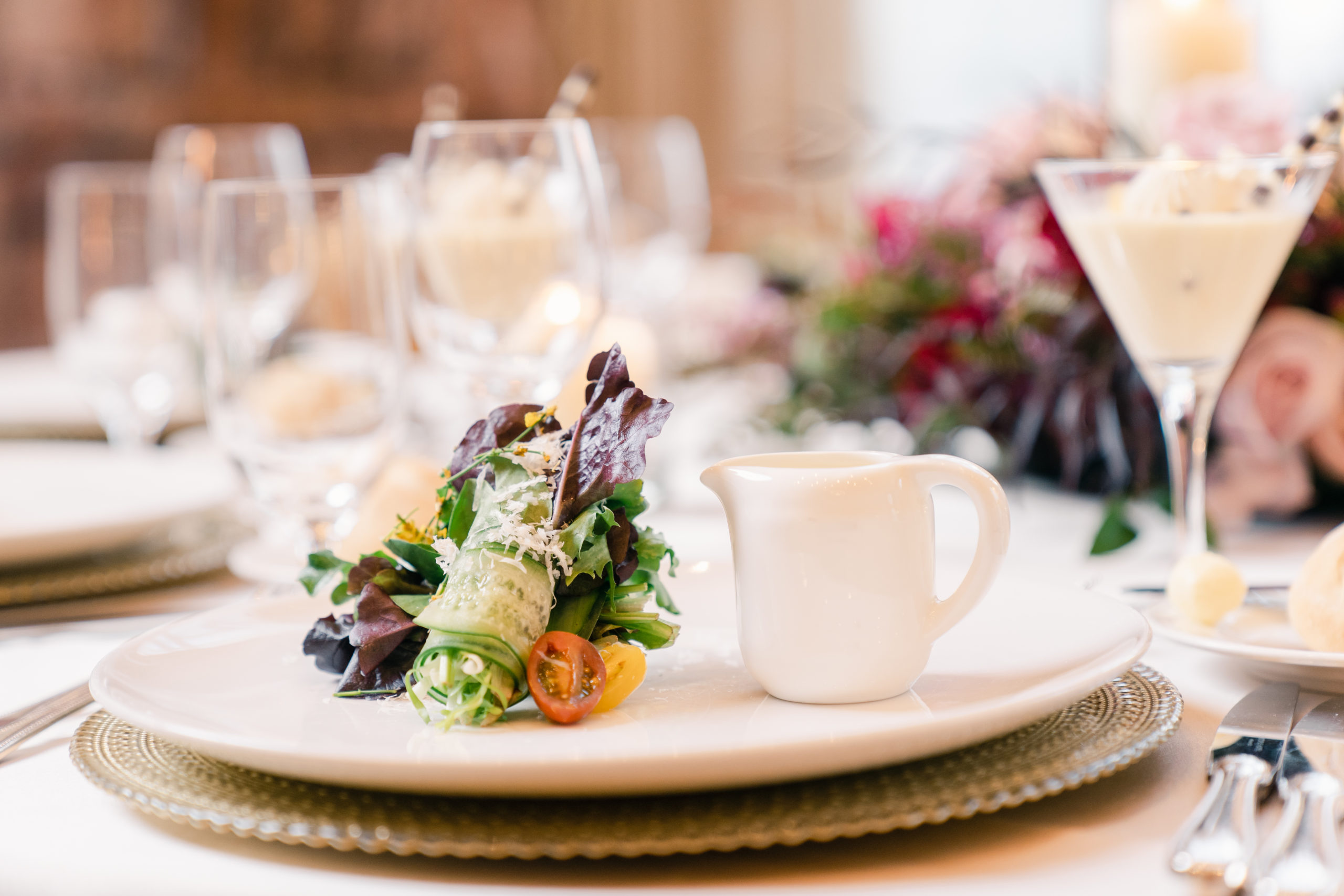 Plated Salad for Wedding Reception.