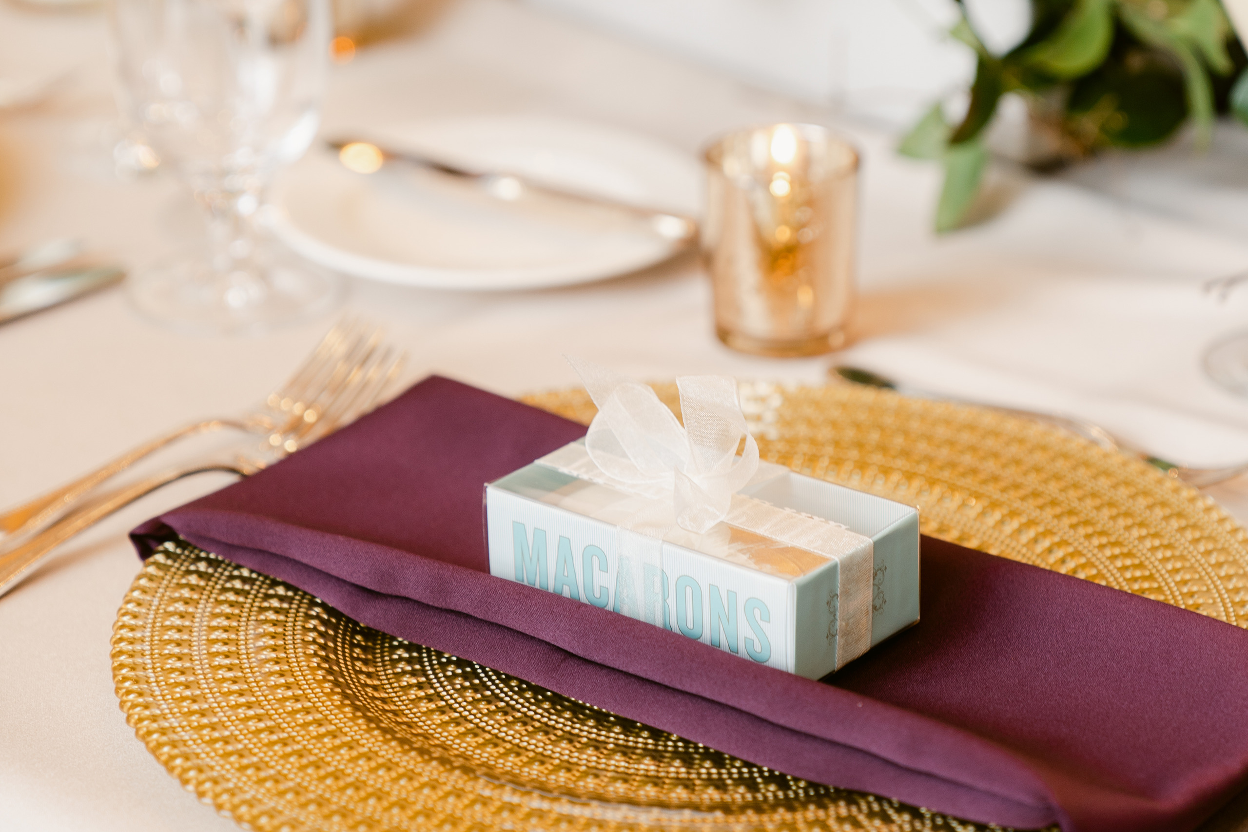 Boxed macaroons from La Bonne Vie for a wedding at The Grand America Hotel.