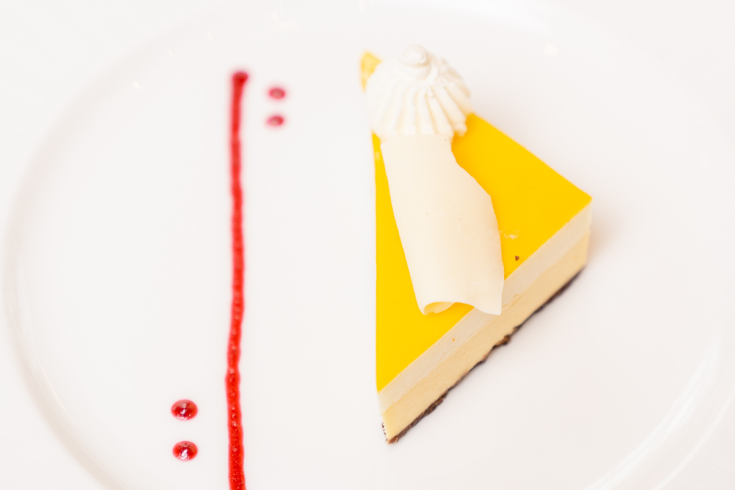 A lemon dessert for a wedding at The Grand America Hotel.