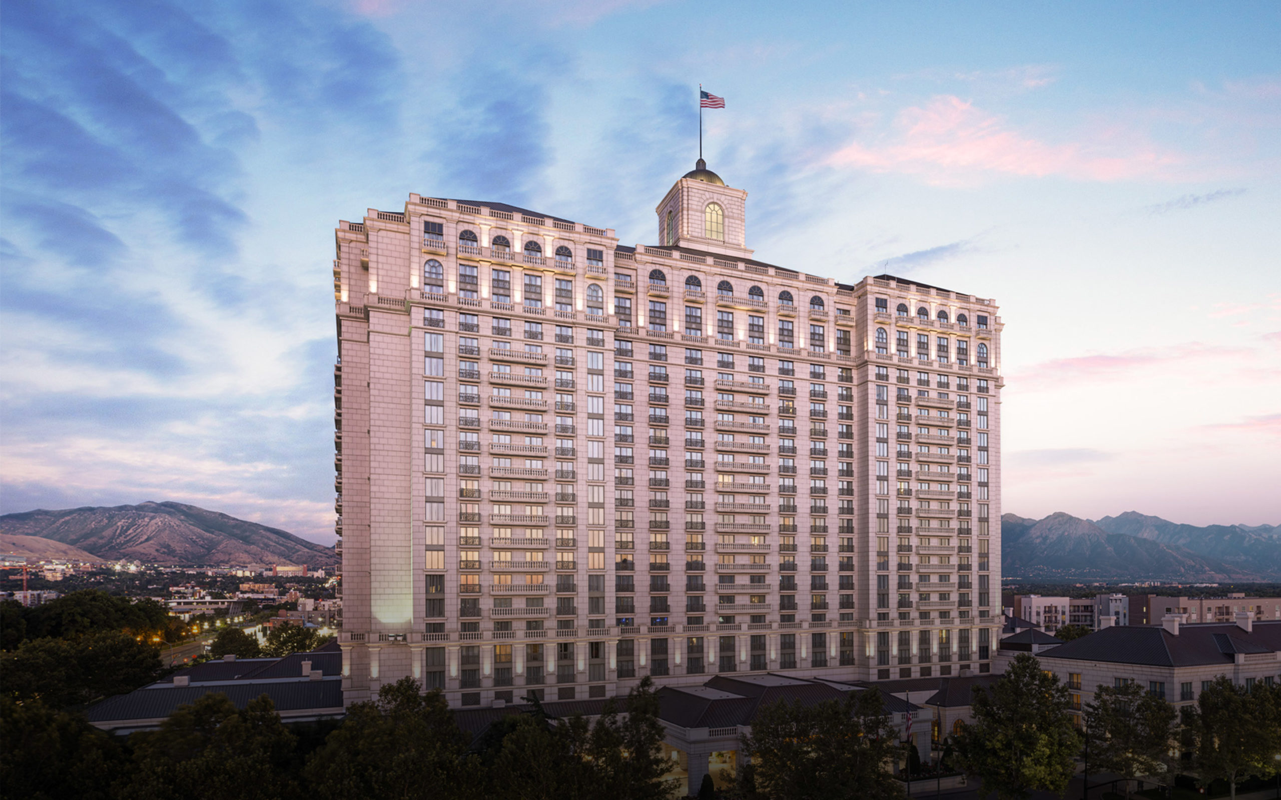 The Exterior of the Grand America Hotel from Main Street in Salt Lake City