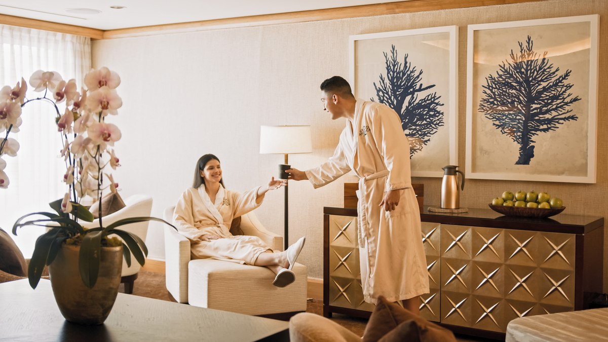 a couple enjoys a spa day